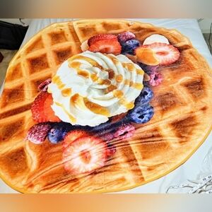 LootCrate Waffle with Fruit and Whipped Cream Image Throw Blanket 60" NEW Sealed